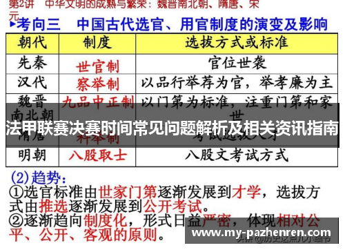 法甲联赛决赛时间常见问题解析及相关资讯指南