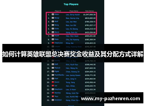 如何计算英雄联盟总决赛奖金收益及其分配方式详解 如何计算英雄联盟总决赛奖金收益及其分配方式详解